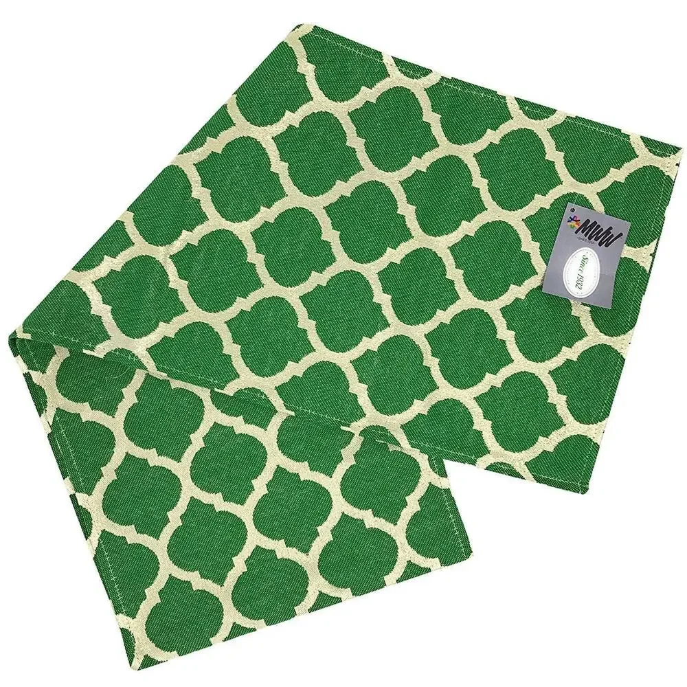 Moroccan Me Crazy Table Runner Green Mediterranean Ikat Made In USA 72